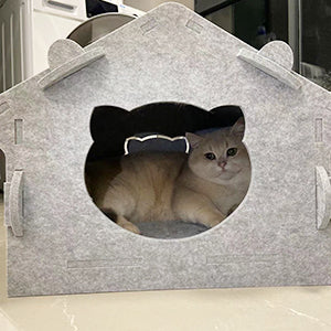 JARDEON® Cat Bed for Indoor Cats, Large Cat Cave for Pet Cat House with Thick mat, DIY Assembly and Disassembly Acoustic Panels Pet Home,19x16.5x14 inches