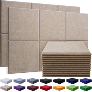 JARDEON 24 Pack Art Acoustic Panels, High Density Sound Proof Padding, Good for Acoustic Treatment and Decoration, Beveled Edge Tiles for Echo Bass Insulation 12"x12"x0.4"