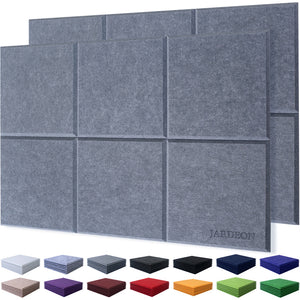 JARDEON 12 Pack Acoustic Panels Sound Proof padding, Multiple Colors, Beveled Edge, 12'' X 12'' X 0.4''