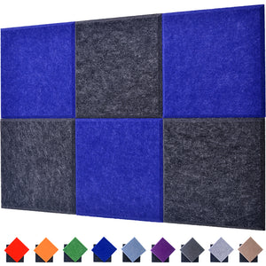 JARDEON Acoustic Panels Polyester Sound Proof Tiles Echo Bass Isolation Wall Decorative Panels, Beveled Edge, 12'' X 12'' X 0.4'', 6 Pack