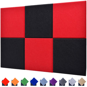JARDEON Acoustic Panels Polyester Sound Proof Tiles Echo Bass Isolation Wall Decorative Panels, Beveled Edge, 12'' X 12'' X 0.4'', 6 Pack