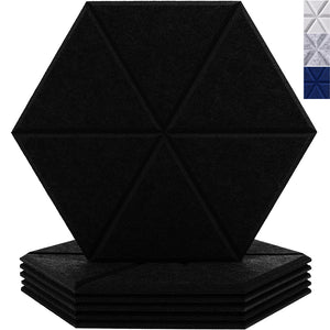 JARDEON Hexagon 3D Acoustic Panels Line Carving Exclusive Design Sound Proof Padding Decorative Wall Tiles, 14'' X 13'' X 0.4''