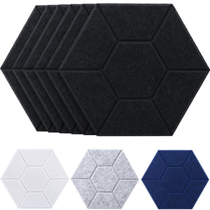Jardeon® Hexagonal 3D Acoustic Panels Soundproofing Decorative Wall Tiles, Shield Carving Exclusive Design, 14'' X 13'' X 0.4'', 6 Pack