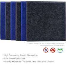 Load image into Gallery viewer, JARDEON Acoustic Panels Polyester Sound Proof Tiles Echo Bass Isolation Wall Decorative Panels, Beveled Edge, 12&#39;&#39; X 12&#39;&#39; X 0.4&#39;&#39;, 6 Pack