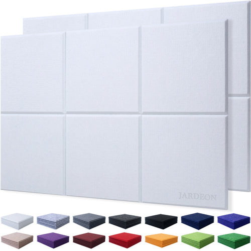 JARDEON 12 Pack Acoustic Panels Sound Proof padding, Multiple Colors, Beveled Edge, 12'' X 12'' X 0.4''